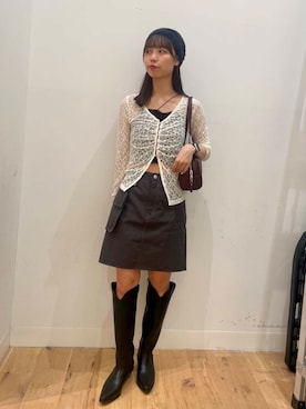 「SMELLY（スメリー）のシャギービーニー（ニットキャップ/ビーニー）」を使った、みあさん（レディース・160cm）の夏コーディネート