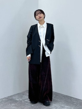 「アイテム（ノーカラージャケット）」を使った、ｵｶﾞちゃんさん（レディース・154cm）の秋コーディネート