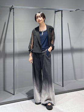 「HARE（ハレ）のデザインレースアップブーサン(HARE)（サンダル）」を使った、ｵｶﾞちゃんさん（レディース・154cm）の夏コーディネート