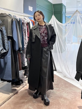 「HARE（ハレ）のアイテム（ステンカラーコート）」を使った、ｵｶﾞちゃんさん（レディース・154cm）の秋コーディネート