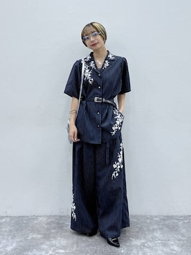 「HARE（ハレ）のアイテム（スラックス）」を使った、オガちゃんさん（レディース・154cm）の夏コーディネート