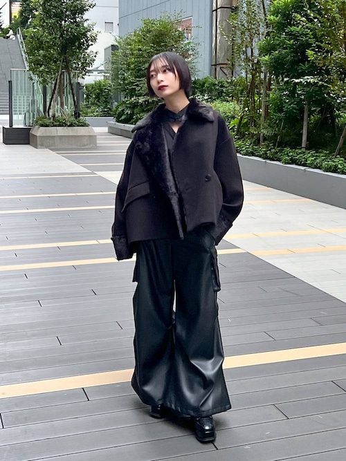 ウーリーテックフェイクファーショートコート(HARE)