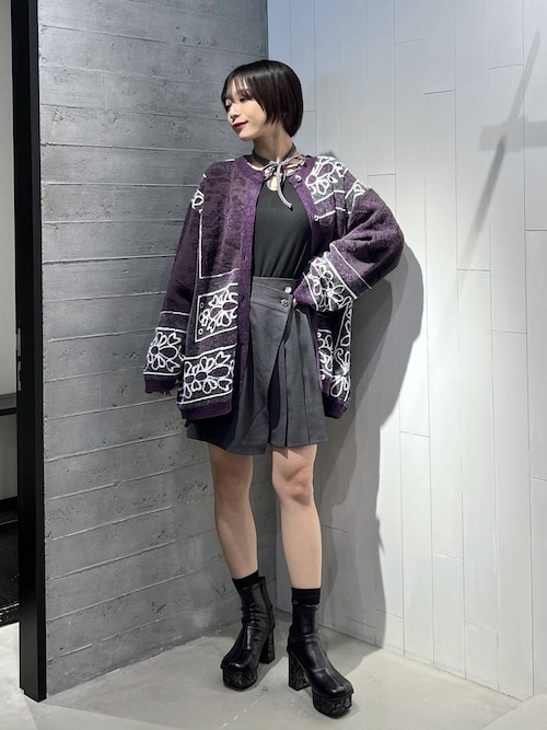 セール】Vintageガラミドルニットカーディガン(HARE)（カーディガン