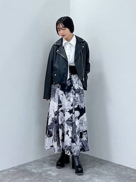 「アイテム（ライダースジャケット）」を使った、ｵｶﾞちゃんさん（レディース・154cm）の秋コーディネート