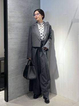 「HARE（ハレ）のチェックハイウエストタックパンツ(HARE)（その他パンツ）」を使った、ｵｶﾞちゃんさん（レディース・154cm）の秋コーディネート