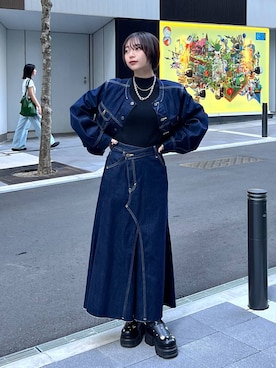 「アイテム（デニムジャケット）」を使った、ｵｶﾞちゃんさん（レディース・154cm・20代）の秋コーディネート