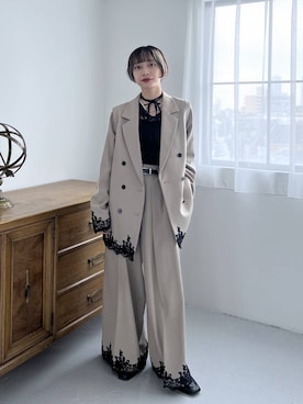 「HARE（ハレ）の【OCCASION】2wayレースカット(HARE)（Tシャツ/カットソー、ブラック系）」を使った、オガちゃんさん（レディース・154cm）の夏コーディネート
