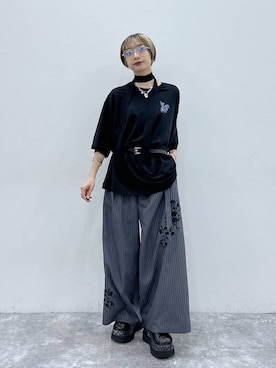 「HARE（ハレ）のアイテム（スラックス）」を使った、オガちゃんさん（レディース・154cm）の夏コーディネート