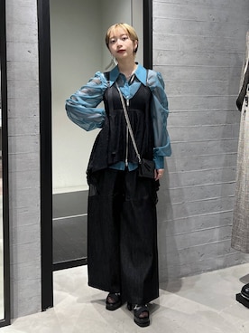 「HARE（ハレ）のスニーカーチャンキーブーサン(HARE)（ブーツ、ブラック系）」を使った、オガちゃんさん（レディース・154cm）の春コーディネート