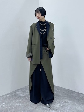 「アイテム（テーラードジャケット、グリーン系）」を使った、ｵｶﾞちゃんさん（レディース・154cm）の秋コーディネート