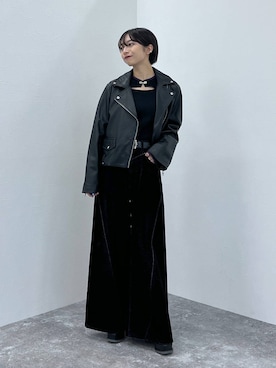 「アイテム（ライダースジャケット）」を使った、ｵｶﾞちゃんさん（レディース・154cm・20代）の秋コーディネート