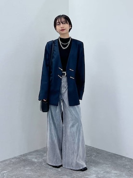 「アイテム（ノーカラージャケット）」を使った、ｵｶﾞちゃんさん（レディース・154cm）の秋コーディネート