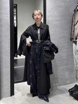 「HARE（ハレ）のリボンモチーフマグネットネックレス(HARE)（ネックレス、シルバー系）」を使った、オガちゃんさん（レディース・154cm）の春コーディネート