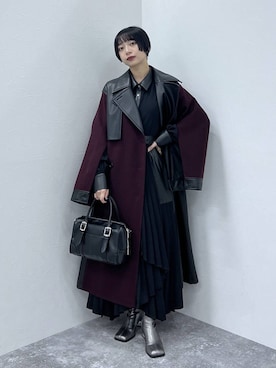 「HARE（ハレ）のプリーツイレヘムワンピース（ワンピース）」を使った、ｵｶﾞちゃんさん（レディース・154cm）の秋コーディネート