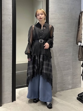 「HARE（ハレ）のスニーカーチャンキーブーサン(HARE)（ブーツ、ブラック系）」を使った、オガちゃんさん（レディース・154cm）の春コーディネート