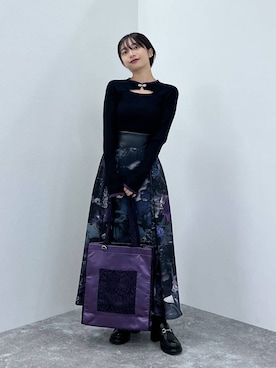 「アイテム（トートバッグ、パープル系）」を使った、ｵｶﾞちゃんさん（レディース・154cm）の秋コーディネート