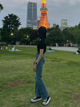 「GAP（ギャップ）のアイテム（デニムパンツ）」を使った、nanakoさん（レディース・171cm）の秋コーディネート