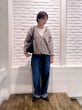 「CANAL JEAN（キャナルジーン）のアイテム（カーディガン/ボレロ）」を使った、わまさん（レディース・157cm）の秋コーディネート