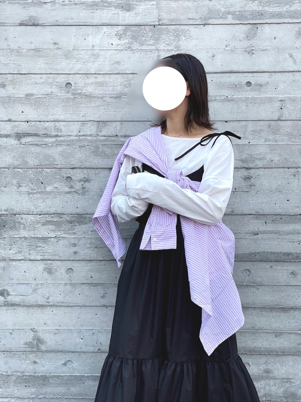 「骨格ストレート、プチプラコーデ、春服、GRL、いいね、save、フォローお願いします🤑」｜「GRLの肩のリボンで調整出来るので低身長さんでもオススメです！（ワンピース、ブラック系）」を使った、半額しょくぱんさん（レディース・161cm）の春コーディネートの1枚目の写真