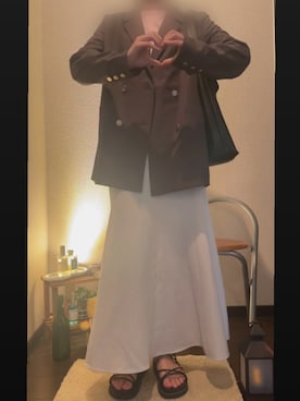 「GRL（グレイル）のアイテム（テーラードジャケット）」を使った、半額しょくぱんさん（レディース・161cm）の夏コーディネート