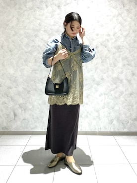 「アイテム（キャミソール、ベージュ系）」を使った、mii さん（レディース・161cm）の秋コーディネート