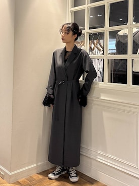 「アイテム（その他アウター、グレー系）」を使った、mikaさん（レディース・165cm）の秋コーディネート