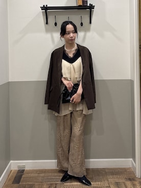 「A part by（アパートバイ）のレースニットタンクトップ（タンクトップ、ブラック系）」を使った、mikaさん（レディース）の夏コーディネート