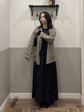 「A part by（アパートバイ）の【今年も登場！】ドットシシュウキャミワンピース（ワンピース、ブラック系）」を使った、mikaさん（レディース）の春コーディネート
