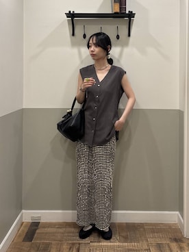 「A part by（アパートバイ）のハートモチーフバッグ（ショルダーバッグ、ブラック系）」を使った、mikaさん（レディース）の夏コーディネート