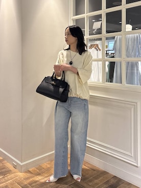 「A part by（アパートバイ）のウッドバングル（バングル/リストバンド、ブラウン系）」を使った、mikaさん（レディース）の夏コーディネート