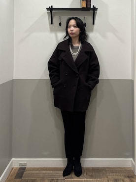 「アイテム（ピーコート）」を使った、mikaさん（レディース・165cm）の冬コーディネート