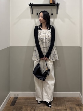 「A part by（アパートバイ）のハートモチーフバッグ（ショルダーバッグ、ブラック系）」を使った、mikaさん（レディース）の春コーディネート