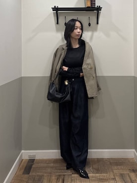 「A part by（アパートバイ）のハートモチーフバッグ（ショルダーバッグ、ブラック系）」を使った、mikaさん（レディース）の春コーディネート