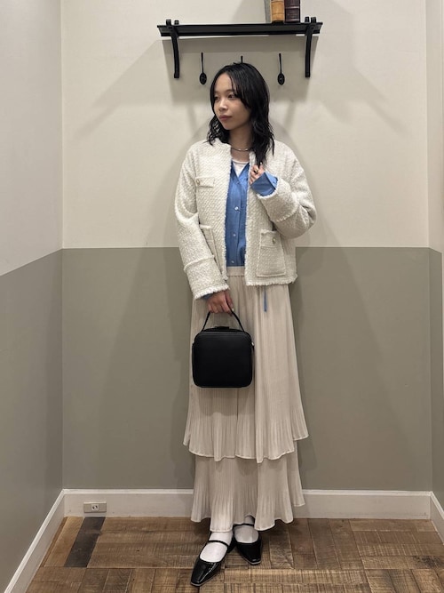 Sサイズ展開・セットアップ対応】ツイードノーカラージャケット（ノー