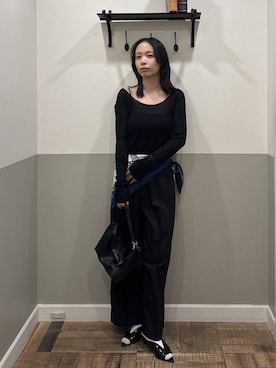 「A part by（アパートバイ）のハートモチーフバッグ（ショルダーバッグ、ブラック系）」を使った、mikaさん（レディース）の春コーディネート