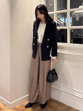 「A part by（アパートバイ）のＷライクテーラードスリットジャケット（テーラードジャケット）」を使った、mikaさん（レディース・165cm）の秋コーディネート