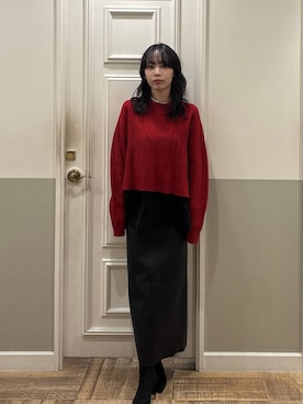 「アイテム（チュニック）」を使った、mikaさん（レディース・165cm）の冬コーディネート