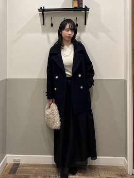 「apart by lowrys」｜「アイテム（ピーコート）」を使った、mikaさん（レディース・165cm）の冬コーディネート