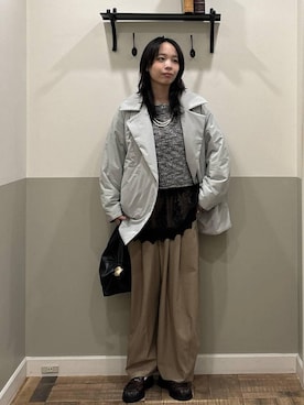 「アイテム（チュニック）」を使った、mikaさん（レディース・165cm）の冬コーディネート