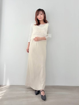 「アイテム（パンプス、ブルー系）」を使った、あおいさん（レディース・156cm）の夏コーディネート