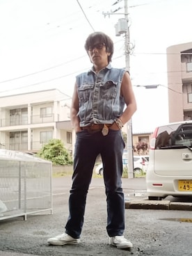 「アイテム（デニムパンツ）」を使った、makotoishidaさん（メンズ・173cm・40代）の夏コーディネート