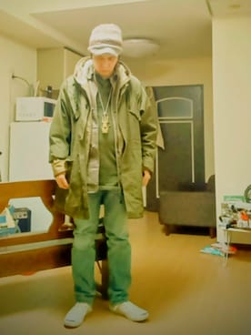 「アイテム（キャスケット）」を使った、makoaさん（メンズ・173cm）の秋コーディネート