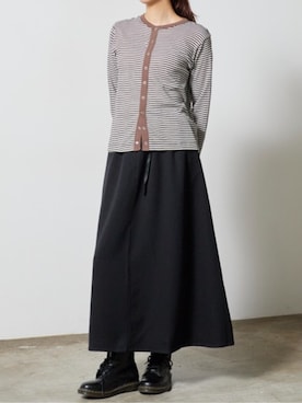 「MILLER（ミラー）のR.P.miller/ミラー Panel ribbed cardigan 秋 秋服 2026年秋冬（カーディガン/ボレロ、ブラウン系）」を使った、NATSUKIさん（レディース・170cm）の秋コーディネート