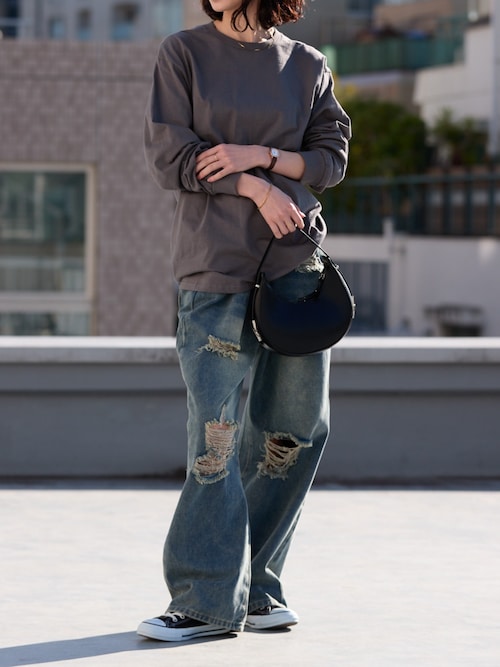 セール】damage denim pants/ダメージデニム クラッシュデニム サイド