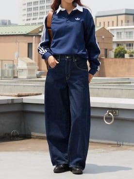 「Levi's（リーバイス）のLEVI'S/リーバイス BAGGY BARREL バレルバギージーンズ 2026春夏（デニムパンツ、ブルー系）」を使った、NATSUKIさん（レディース・170cm）の夏コーディネート