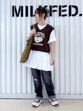「MILKFED.（ミルクフェド）のアイテム」を使った、Kiyoraさん（レディース・150cm）の夏コーディネート