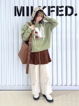 「MILKFED.（ミルクフェド）のアイテム」を使った、Kiyoraさん（レディース・150cm）の冬コーディネート