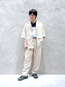 「LOWRYS FARM（ローリーズファーム）の【LFM(U)】MIZUNO／WAVE RIDER 　603904（スニーカー、ブラック系）」を使った、tenma04さん（メンズ）の夏コーディネート