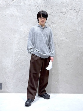 「LOWRYS FARM（ローリーズファーム）の【LFM(U)】ハイゲージニットポロ　 593278（ニット/セーター）」を使った、tenma04さん（メンズ・167cm）の秋コーディネート