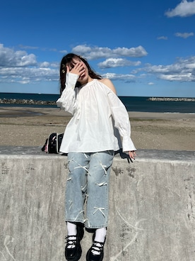 「ROXY（ロキシー）のアイテム（バッグ）」を使った、もえさん（レディース・159cm）の夏コーディネート